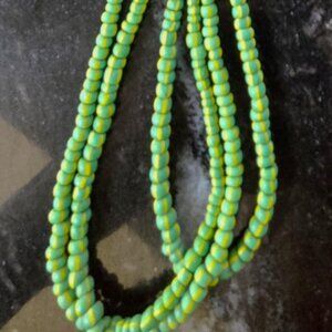 Antique African Trade Bead Necklace 28" Three-Strands with Clasp